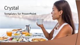  Presentation with luxury resort - Theme with mediterranean sea view from hotel background and a sky blue colored foreground