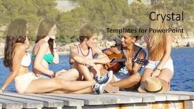  Presentation with beach party - Slide deck having mediterranean vacation summer beach party background and a  colored foreground