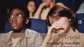  Presentation with woman crying - Presentation theme consisting of medium-close-up-portrait background and a coral colored foreground