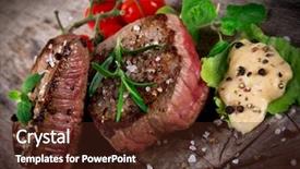  Presentation with bbq - Slides consisting of medium grilled bbq steaks background and a tawny brown colored foreground