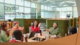  Presentation with intercultural - Colorful slide set enhanced with medium-group-of-cheerful-young backdrop and a mint green colored foreground