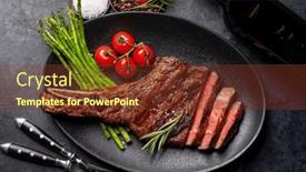  Presentation with grilled - PPT theme consisting of medium-rare-grilled-tomahawk-beef background and a tawny brown colored foreground