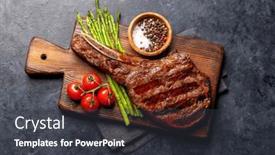  Presentation with asparagus - PPT layouts featuring medium-rare-grilled-tomahawk-beef background and a dark gray colored foreground