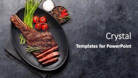  Presentation with asparagus - Slide deck consisting of medium-rare-grilled-tomahawk-beef background and a dark gray colored foreground
