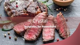  Presentation with graphite - Slide set featuring medium-rare-ribeye-steak background and a red colored foreground