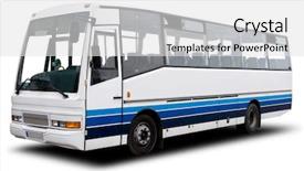  Presentation with tour - PPT theme featuring medium size tour bus isolated background and a white colored foreground