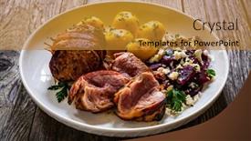  Presentation with pork bacon - Slide deck enhanced with medium-well-done-pork-loin background and a gold colored foreground