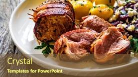  Presentation with pork bacon - Slides having medium-well-done-pork-loin background and a tawny brown colored foreground