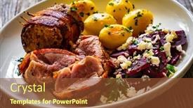  Presentation with pork bacon - PPT layouts with medium-well-done-pork-loin background and a tawny brown colored foreground