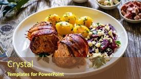  Presentation with pork bacon - Theme consisting of medium-well-done-pork-loin background and a tawny brown colored foreground