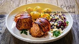  Presentation with pork bacon - PPT theme consisting of medium-well-done-pork-loin background and a yellow colored foreground