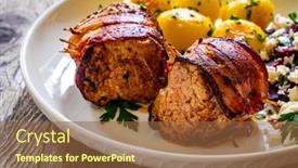  Presentation with pork bacon - Presentation theme having medium-well-done-pork-loin background and a tawny brown colored foreground
