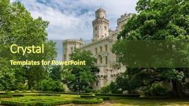  Presentation with castle draw - Cool new presentation theme with purple sand clock hourglass is on yellow background backdrop and a yellow colored foreground.