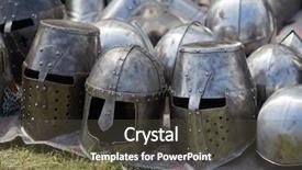  Presentation with medieval - Audience pleasing slides consisting of medival - medieval metal helmets backdrop and a tawny brown colored foreground