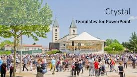  Presentation with virgin mary - Amazing PPT theme having medjugorje-bosnia-and-herzegovina backdrop and a light blue colored foreground