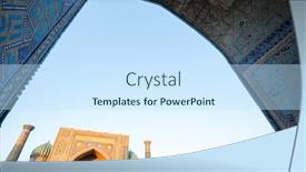  Presentation with uzbekistan - Cool new presentation theme with medrese-in-ancient-city-bukhara backdrop and a sky blue colored foreground