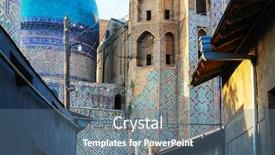  Presentation with uzbekistan - Amazing PPT theme having medrese-in-ancient-city-bukhara backdrop and a ocean colored foreground