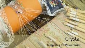  Presentation with spanish - Presentation theme having meekness - detail of spanish bobbin lace background and a  colored foreground