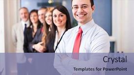  Presentation with people - Cool new presentation with meet ceo - portrait of business people backdrop and a  colored foreground