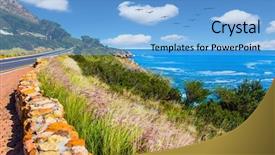  Presentation with africa tourism - Slide set consisting of place where two oceans meet triangular flock of migratory birds over the surf mysterious south africa the concept of extreme and exotic tourism background and a light blue colored foreground