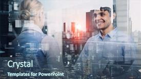  Presentation with law media - Colorful PPT theme enhanced with meet your partner mixed media backdrop and a ocean colored foreground