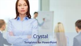  Presentation with friendly - Slide deck with meeting - business education concept friendly background and a light blue colored foreground