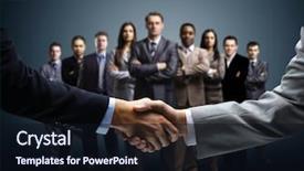  Presentation with handshake - Presentation enhanced with meeting - handshake isolated on business background background and a wine colored foreground