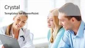  Presentation with medical clipboard - Cool new PPT layouts with family meeting - healthcare and medical concept backdrop and a white colored foreground