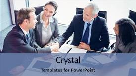  Presentation with office room - Cool new PPT theme with meeting - high angle view of businessmen backdrop and a teal colored foreground