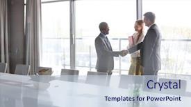  Presentation with teams - Slide deck having meeting - serious mature businessman talking background and a lemonade colored foreground