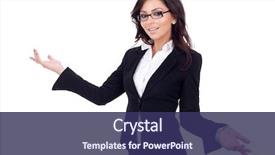  Presentation with young business woman smile show - Presentation theme having meeting - young business woman smiling whit background and a violet colored foreground