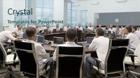  Presentation with office room - Amazing theme having cloning group businessman clones - meeting and discussion briefing business backdrop and a lemonade colored foreground