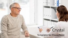  Presentation with health care - Theme featuring meeting and talking in medical background and a soft green colored foreground