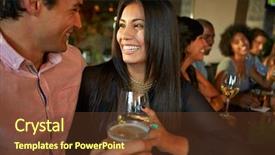  Presentation with friends eating and drinking wine - Colorful presentation theme enhanced with meeting bars - couple enjoying drink at bar backdrop and a tawny brown colored foreground