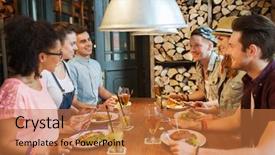  Presentation with people talking - PPT theme with meeting bars - people leisure friendship and communication background and a  colored foreground