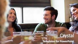  Presentation with beer bar pub tap counter - Cool new presentation theme with meeting bars - people leisure friendship and communication backdrop and a  colored foreground