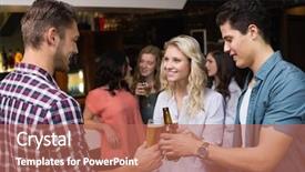  Presentation with friends eating and drinking wine - Audience pleasing theme consisting of meeting bars - young friends having a drink backdrop and a coral colored foreground