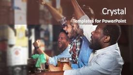  Presentation with pub - Presentation design featuring meeting bars - young men drinking beer background and a tawny brown colored foreground