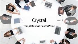 Presentation with round table - PPT layouts with meeting business partners for round background and a white colored foreground