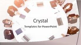  Presentation with round table - PPT theme with meeting business partners for round background and a sky blue colored foreground