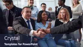  Presentation with corporate - Slide deck featuring meeting-corporate-success-brainstorming-teamwork background and a ocean colored foreground