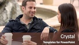  Presentation with catholic couple silhouette of young - Colorful slide deck enhanced with meeting date - young couple drinking coffee outside backdrop and a tawny brown colored foreground