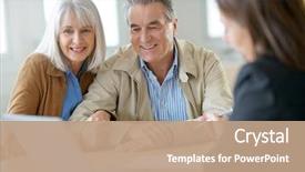  Presentation with meeting - Cool new theme with meeting financial adviser for investment backdrop and a coral colored foreground