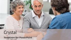  Presentation with real estate investment - Colorful presentation theme enhanced with meeting financial advisor for investment backdrop and a soft green colored foreground