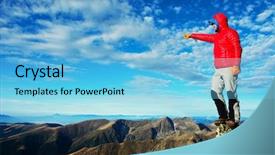  Presentation with trekking - PPT theme featuring meeting god - alpine trekking in the transylvanian background and a  colored foreground