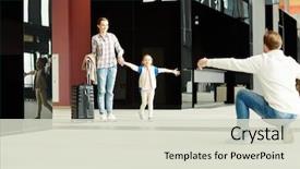  Presentation with meeting family - Slide deck consisting of meeting his family in airport background and a soft green colored foreground