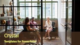  Presentation with business book tgemplate - Audience pleasing slide set consisting of meeting in an office booth backdrop and a tawny brown colored foreground