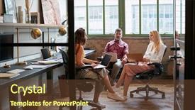  Presentation with team meeting - Presentation theme consisting of meeting in an office booth background and a tawny brown colored foreground