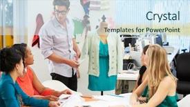  Presentation with design fashion - Slide set enhanced with meeting in fashion design studio background and a sky blue colored foreground