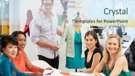  Presentation with design fashion - Beautiful theme featuring meeting in fashion design studio backdrop and a sky blue colored foreground